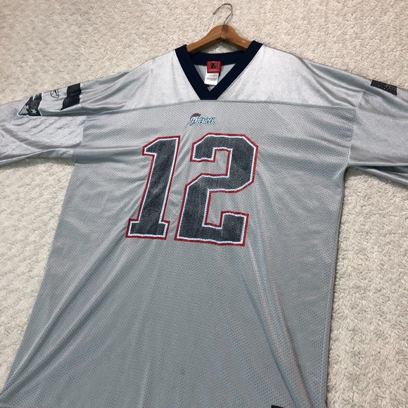 Reebok NFL Patriots Tom Brady #12 Jersey Football Silver 2XL‎ - Picture 1 of 8